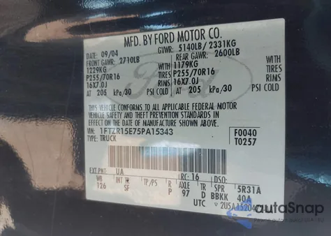 2005 Ford Ranger Edge/Xl/Xlt z USA, uszkodzony, nr VIN 1FTZR15E75PA15343